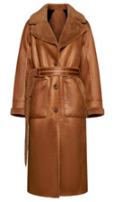 Ladies Urban Code Reversible Long Teddy Coat Brown Faux Suede,rrp £339.00