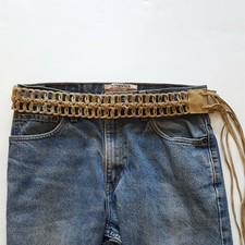Real Suede Linked Leather Fringe Belt