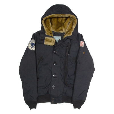 ALPHA INDUSTRIES Herren Fliegerjacke schwarz mit Kapuze XS