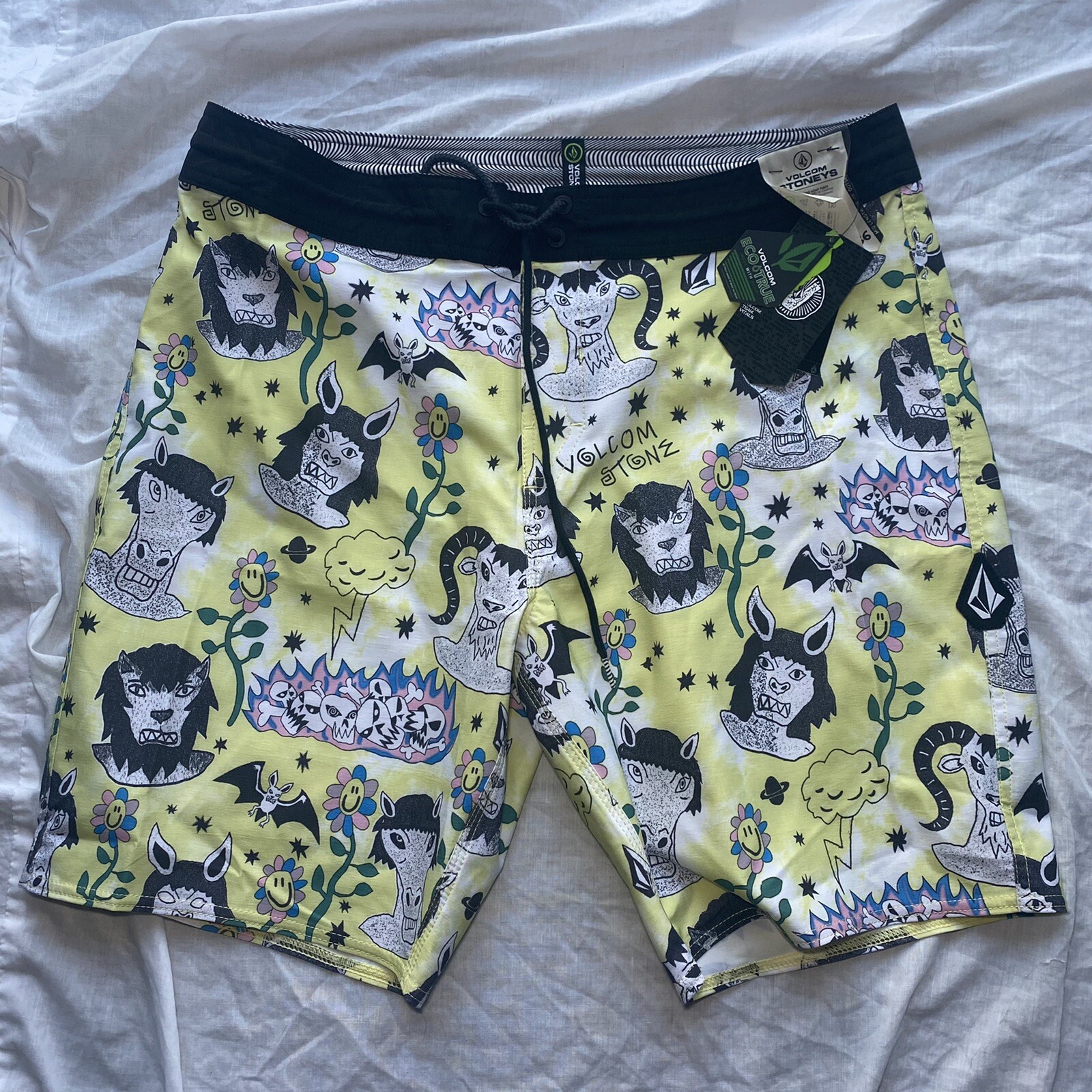 Volcom Eco-True Men’s “Volcom Stone” Board Shorts Drawstring Size 36 NWT