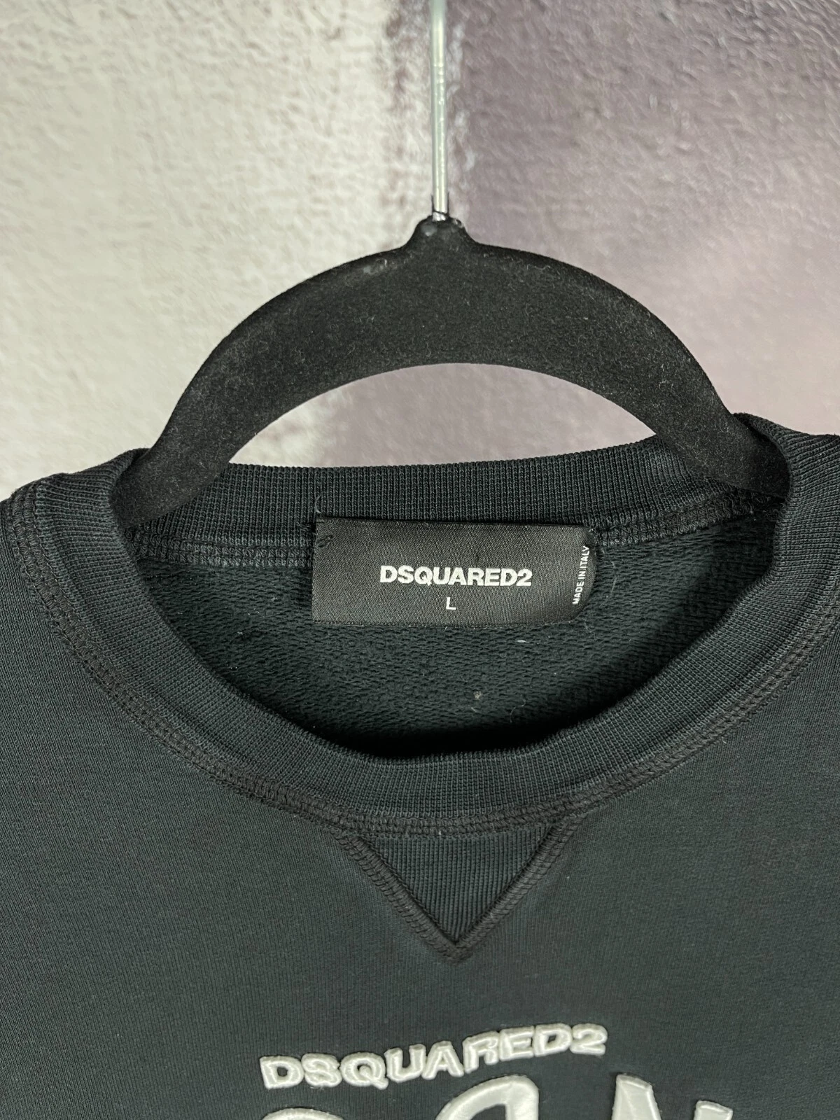 DSQUARED2 Felpa nera Dsquared 2 Icon grande logo ricamato