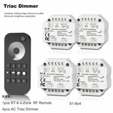 110V-220V Wireless LED Triac RF Dimmer Push Switch 4-zone Remote fr Single Color