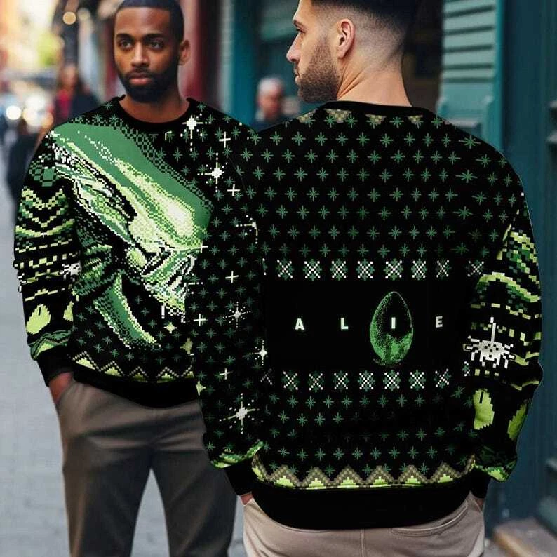 Xenomorph Alien Ugly Christmas Sweatshirt, Alien Movie Holiday Sweater