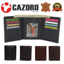 Genuine Leather Wallets For Men Trifold Wallet With ID Window RFID Blocking USA