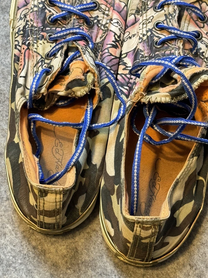 Ed Hardy Vintage Y2K Tenis Hombres Zapatos de Lona 12 EE. UU. 11 UK 45 EUR Diseño Camuflado Foto 3 de 4