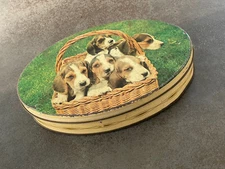 Antique Louis Clauss Confiserie Paris Litho Dogs Metal Box