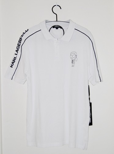 NWT Karl Lagerfeld Men's White Pique KL Icon SS Polo Shirt sz L