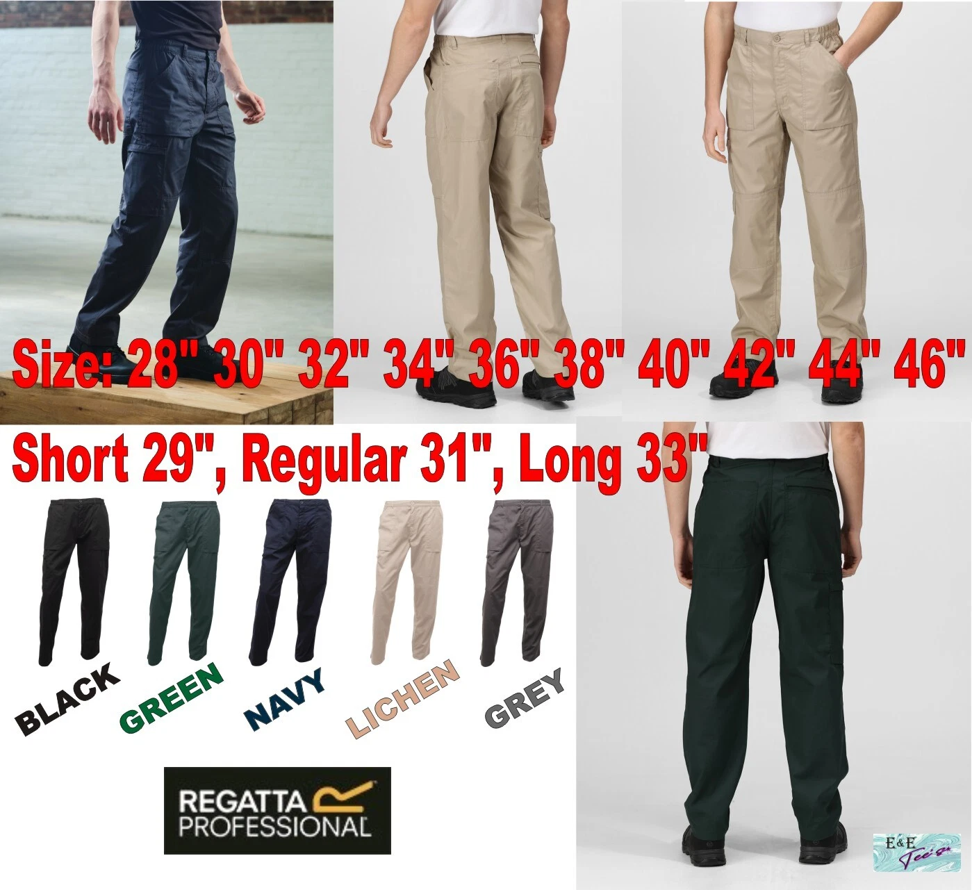 New Action Trouser Regatta Work Trousers Workwear Cargo All sizes W28 - W46