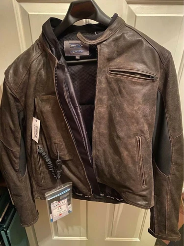 HELITE Unisex-Adult Roadster Leather Motorcycle Airbag Jacket Brown, -Large