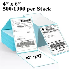 4"x6" Fanfold Direct Thermal Shipping Labels Perforated for Zebra Rollo Printer