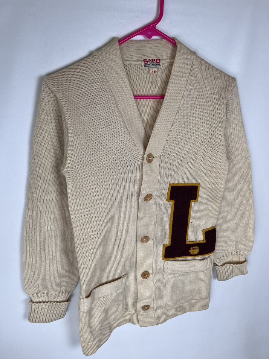 Vtg 1940s Letterman Sweater Cardigan 