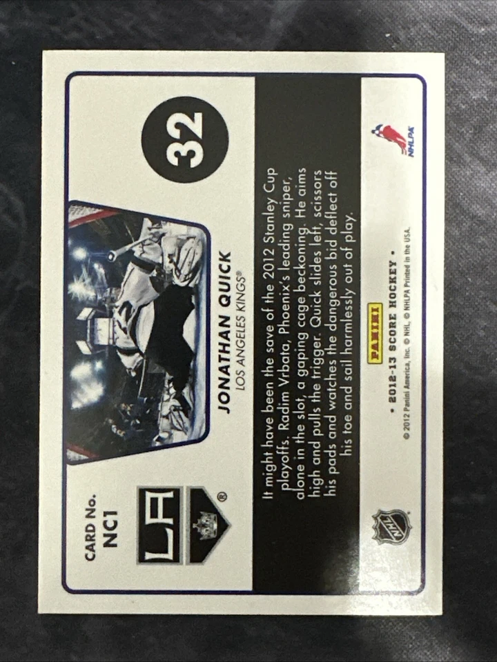 2012-13 Score Net Cam NC1 Jonathan Quick Los Angeles Kings - Image 2 of 2