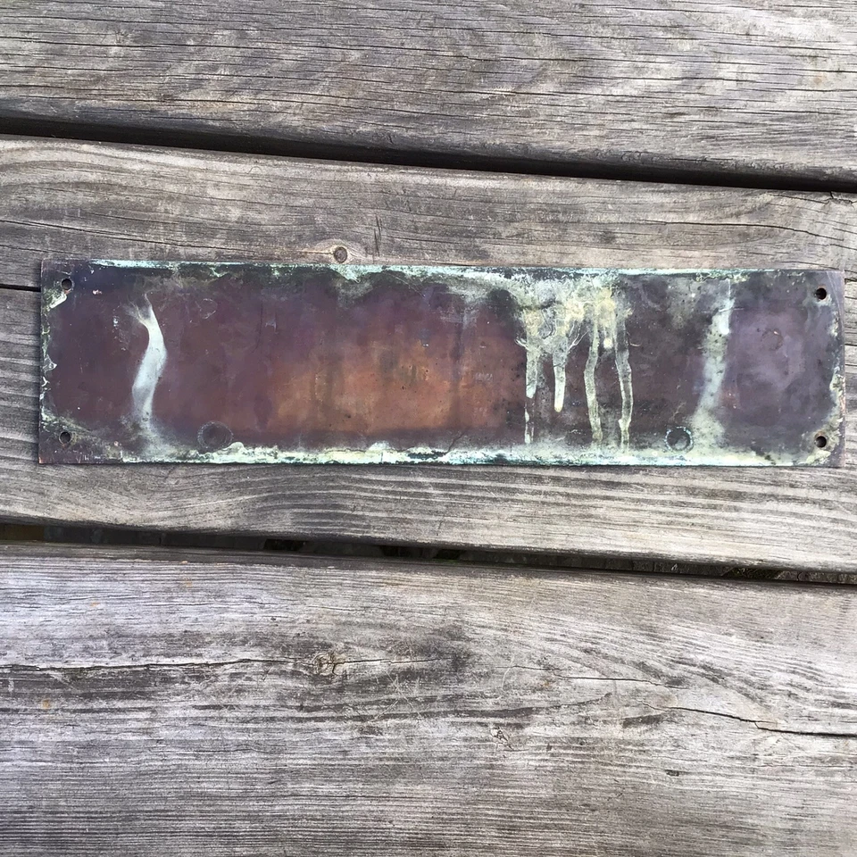 "Letrero antiguo vintage de puerta de bronce y esmalte Dr. Michael R. Rooney 12"" x 3""" Foto 4 de 4