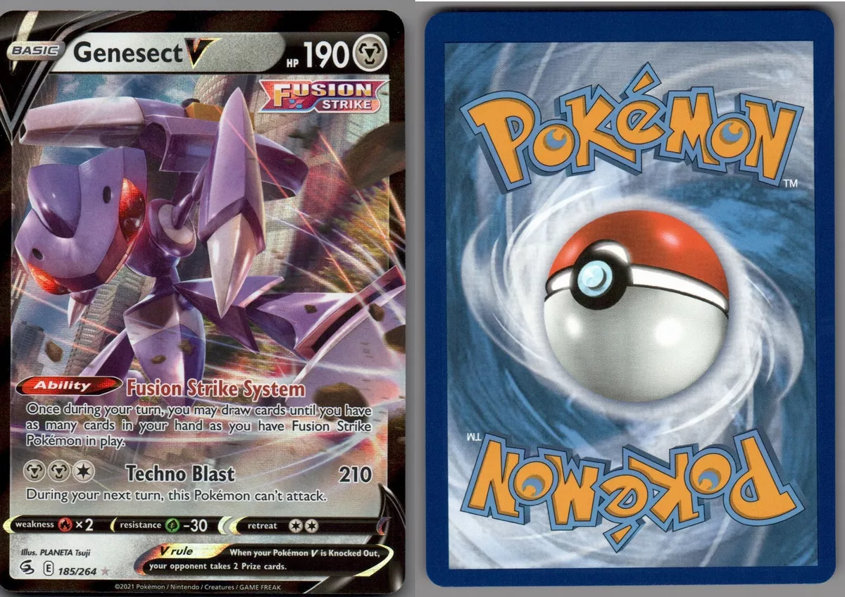 2021 Pokemon Card **Genesect V** Fusion Strike 185/264 - Holo Rare V Full  Art