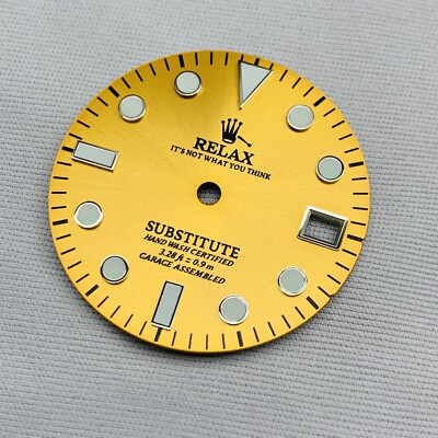 seiko mod dial , dial maker , Yellow Sunburst Relax dial Silver Index BGW9 LUME