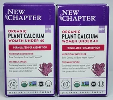 2 NEW CHAPTER Organic Plant Calcium Bone Women Under 40 Exp. 2/25 60 Tablets x 2