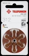 Telefunken Hearing Aid Batteries Size 312 (60 Pieces)