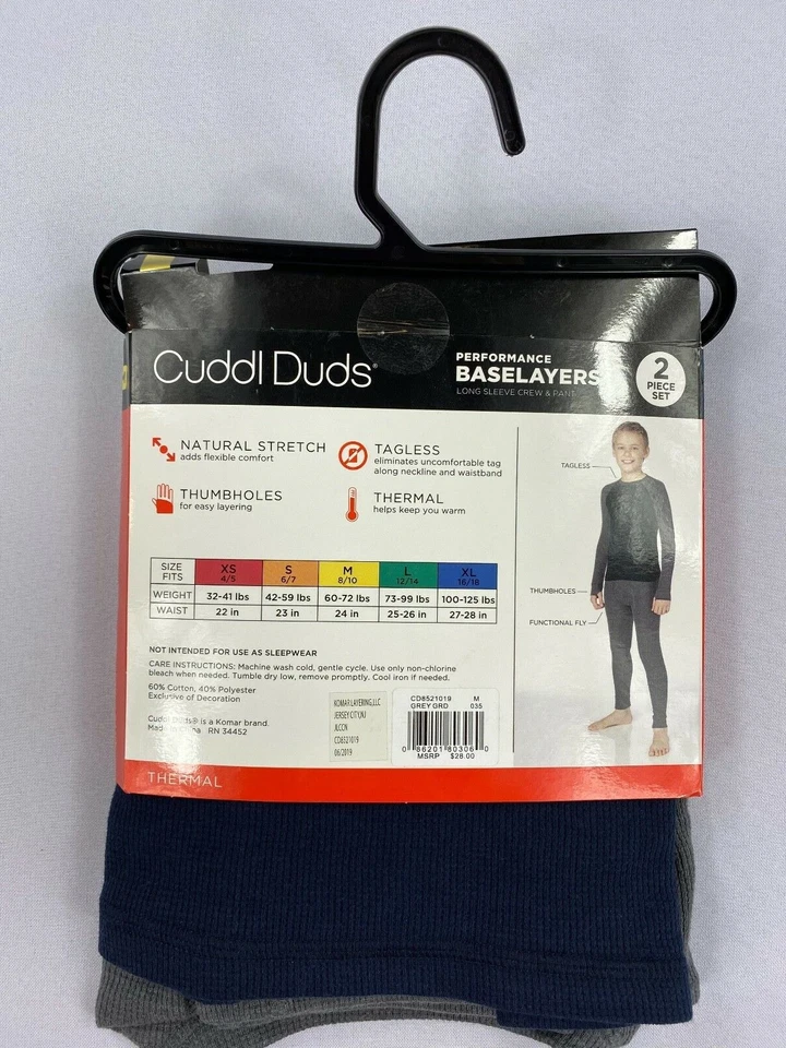 Boy's Youth Cuddl Duds Baselayers Thermal Long Sleeve Crew Shirt and Pants Sz L - Image 2 of 2