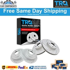 TRQ Front Rear Performance Drilled Slotted Coated Rotor kit For 1997-2007 Subaru