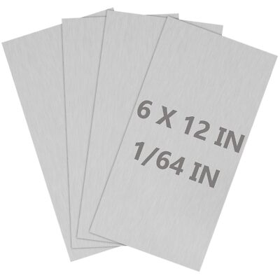 4Pack 5052 H32 Aluminum Sheet Metal 6 x 12 x 1/64 (0.02â ) Inch Flat Plain Alu