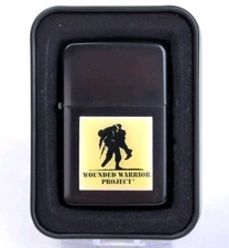 STAR-1 Matte Black Lighter w/ WOUNDED WARRIOR PROJECT Emblem, Gift Tin, NEW