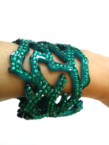 Rigid Bracelet Armlet Jewelry Woman Crystal Strass Branch Luxury Brand Handmade - Picture 2 of 24