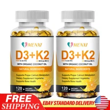 Vitamin D3+K2 (MK-7) 5000IU 200mcg -240 Capsules- Immune Support Wellness Caps