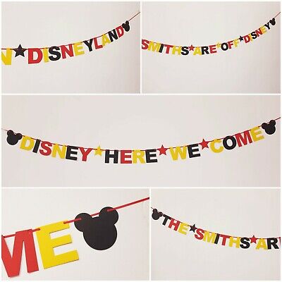 Disney Reveal Surprise Banner Black Red Yellow Were Off To Disneyland Here We Go Ebay