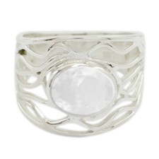 Crystal Quartz Solid Silver Ring Handmade Jewelry For Occasion Gift US