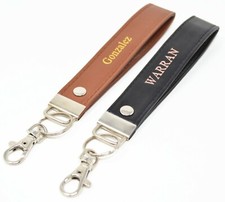 Monogram Custom Personalized Leather Wristlet Key fob in Black, Brown, Lavender