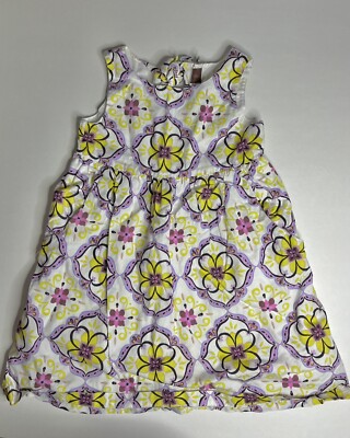 tea Collection Girl's Art De Vivre Tie Back Lined Cotton Dress Size 4 Euc