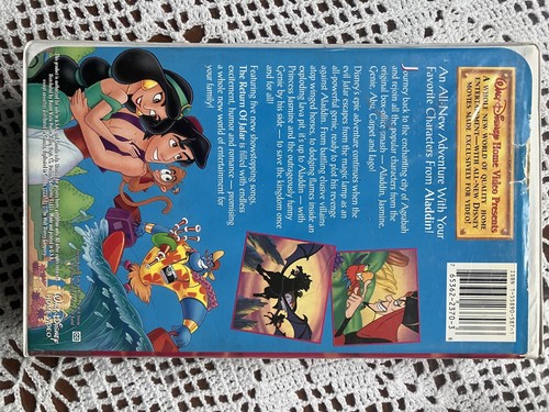 Disney’s Aladdin (VHS, 1992) Black Diamond #1662 W/ The Return Of Jafar RARE!!! - Picture 10 of 13