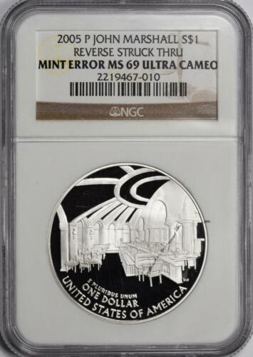 2005 NGC PR69 Large Reverse Struck Thru Marshall Proof Silver Dollar Mint Error - Picture 2 of 5