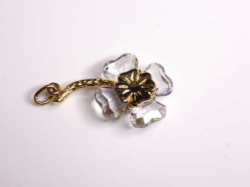 Vintage Swarovski Crystal Memories Pendant Only Clear Clover Flower Gold-tone - Picture 4 of 5