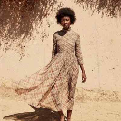 silk tomato dress Doen Allegra Women Silk Tomato Emmeline Plaid Check Print Long Maxi Gown  Dress S