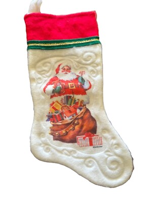 Santa s Best Felt Stocking Santa Claus Bag Of Toys Embossed 16 