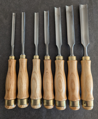 Wood Carving Gouge Lot of 7 Heavy Duty Graduated Straight 8mm -25mm ...