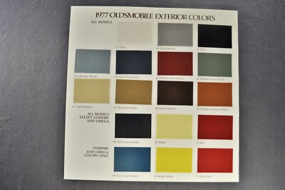 1977 Oldsmobile Paint Chip Colors Brochure Toronado 98 Cutlass