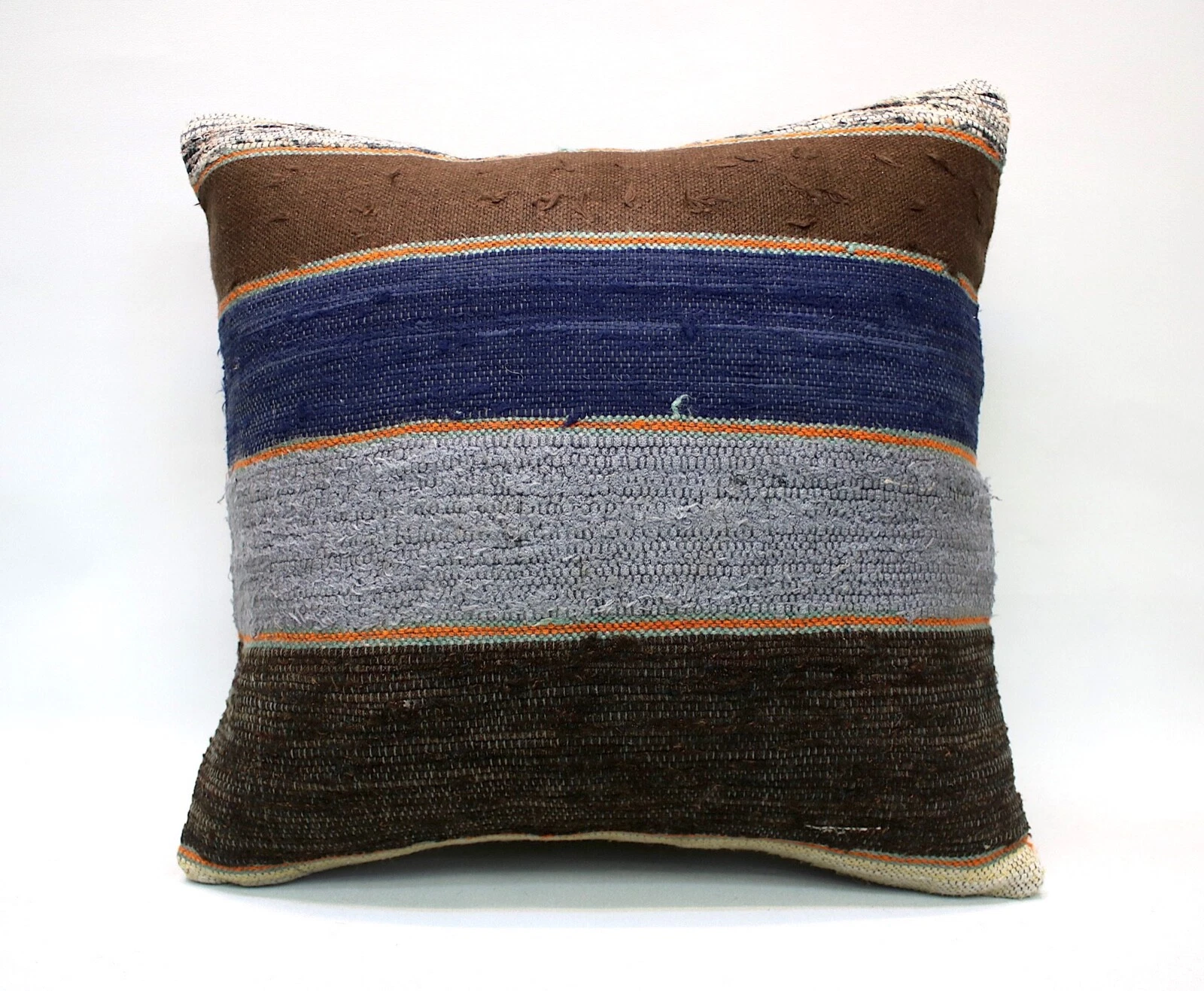 Kilim Square Pillow, 18x18 in, Decorative Throw Cushion, Handmade Vintage Pillow