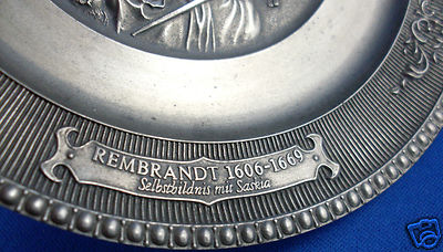 Antique WMF Germany PEWTER Zinn Ges Gesch REMBRANDT Plate VG Man