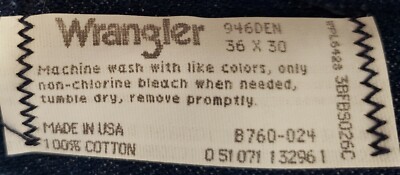 NWOT VINTAGE WRANGLER 946DEN BLUE DENIM JEANS~100% COTTON~MADE IN