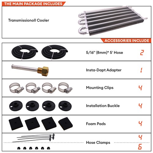 Max 6 Row Universal External Transmission Oil Cooler Trans Cooler Mounting Kit - Picture 8 of 12