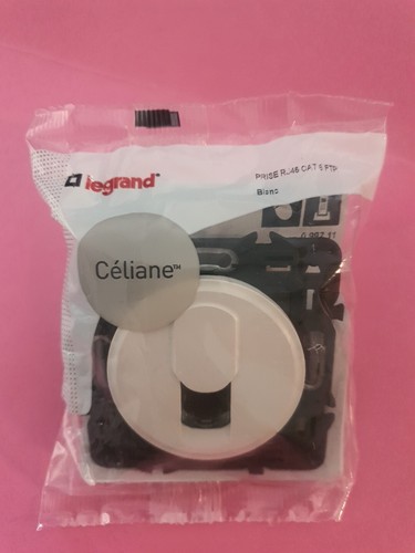 Prise RJ45 Legrand CELIANE Titane Cat.6 FTP - Neuf - Avec Support à Griffes