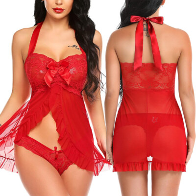 Women Maternity Lace Babydoll Nightwear Sexy Lingerie Halter Chemise  Sleepwear | eBay