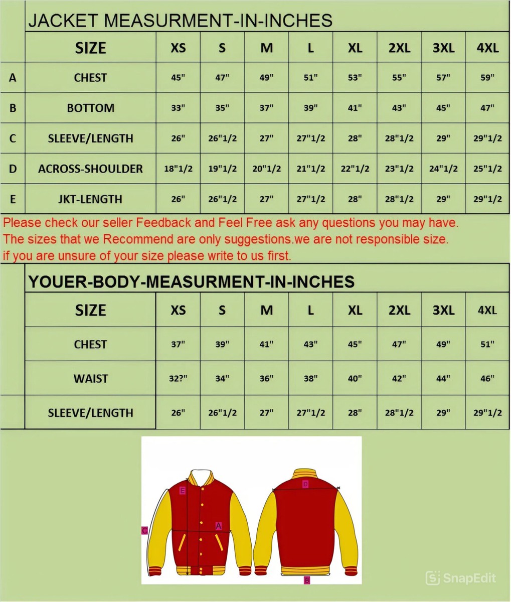 Custom Varsity Jacket Baseball Style Personalized Wool Body