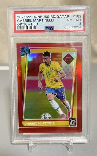 2021-22 Donruss Road To Qatar GABRIEL MARTINELLI RC OPTIC RED #182 PSA 8