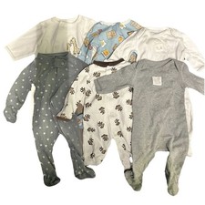 Lot Of 6 Neutral Baby Footie Pajamas Size Newborn
