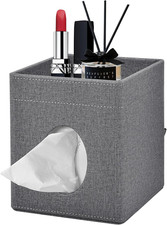 Tissue Box Cover with Storage Tray Square Tissue Box Holder PU Leather Facial Ti