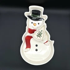 Lenox Christmas Snowman With Tree Chip And Dip Serving Tray 16.7 Inch Porcelain