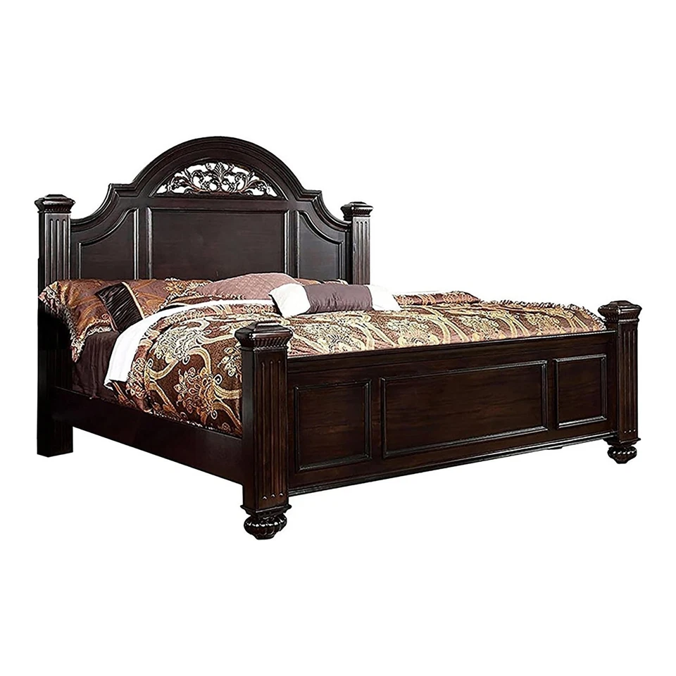 FOA Damos 2pc Dark Walnut Solid Wood Bedroom Set - Cal King + Nightstand - Image 3 of 4